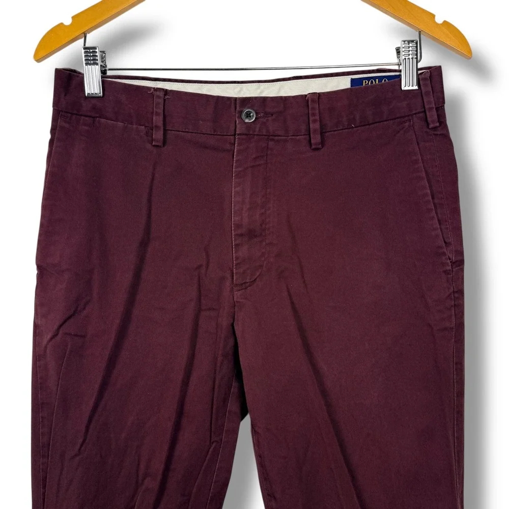 Polo Ralph Lauren Chino Pants Men 30/30 Burgundy Maroon Stretch Classic Fit Prep